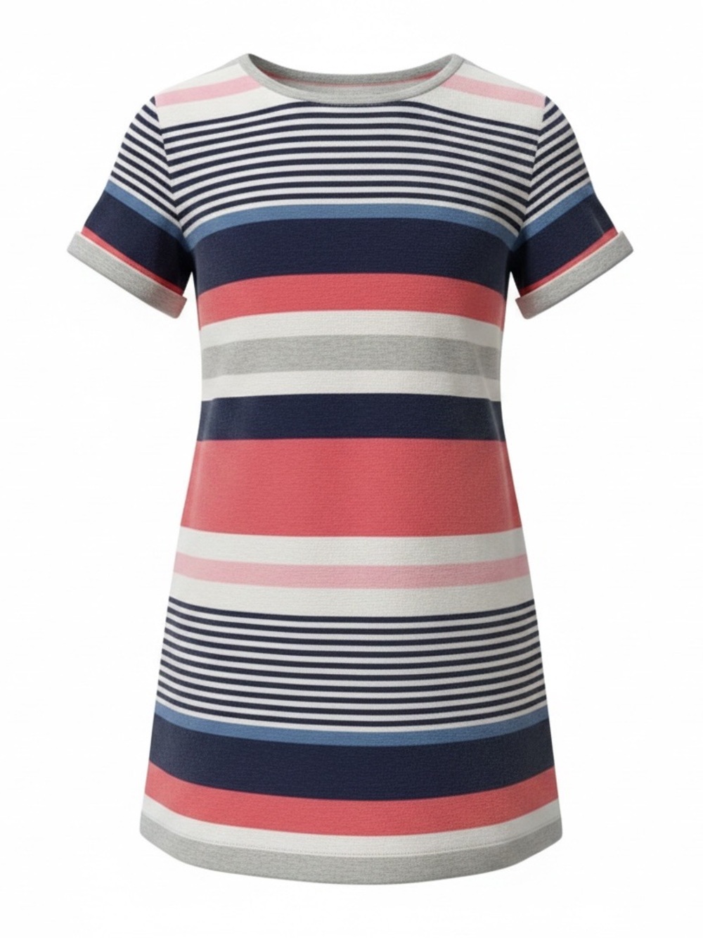 Gymboree Navy Pink White Gray Striped Knit Tee Dress